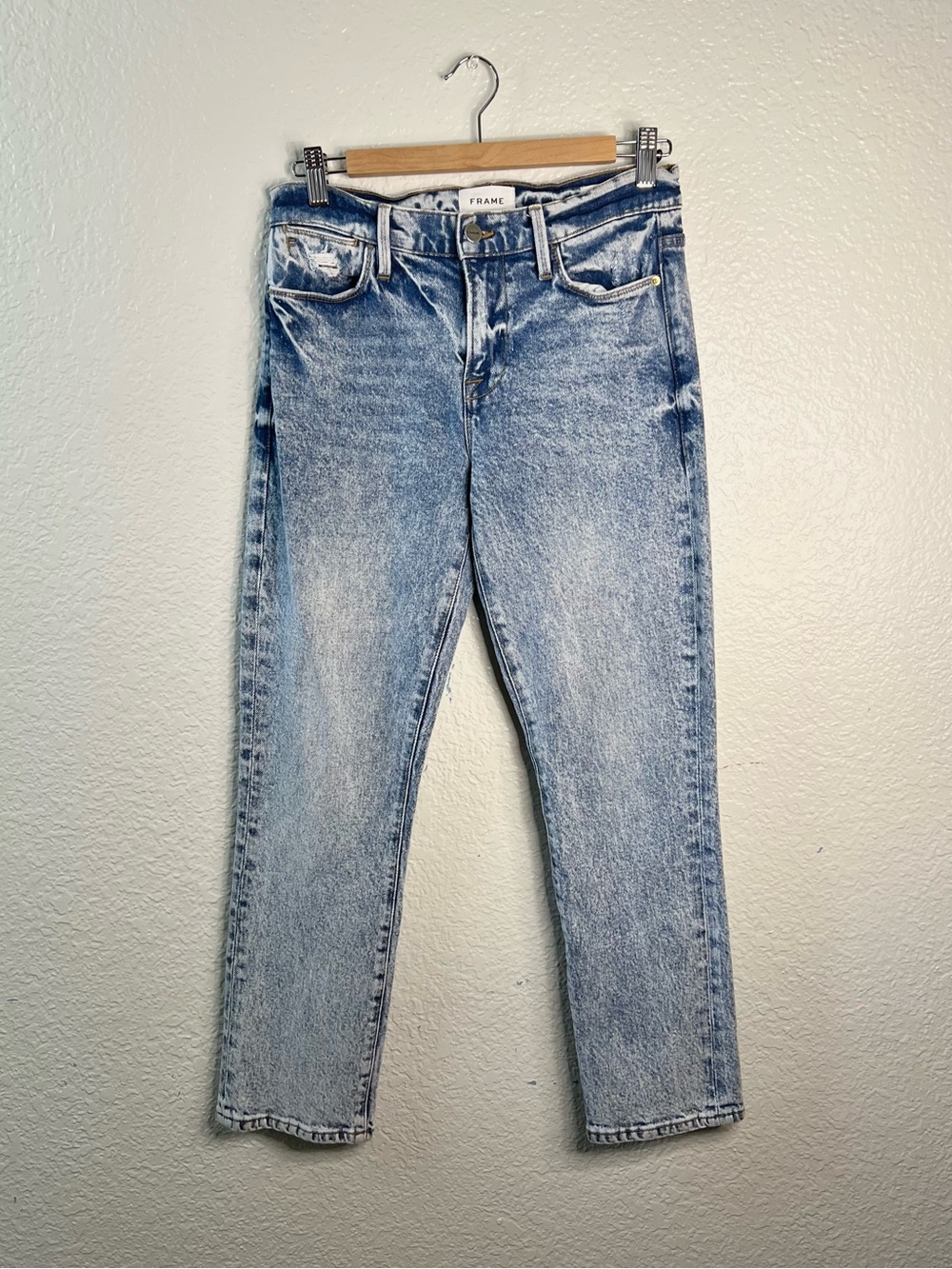 FRAME Le High Straight Crop Jeans Women Light Wash High Rise Ankle Denim sz 26